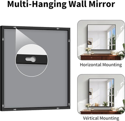 Koonmi Black Bathroom Mirror for Over Sink,Metal Framed 36"x40" Wall Mirror