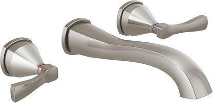 Delta Faucet Stryke Wall Mount Bathroom Faucet Brushed Nickel, Wall Mount Faucet Bathroom, Wall Faucets Bathroom Sink, Brushed Nickel Bathroom Faucet, Lumicoat Stainless T3576LF-SS-PR-WL