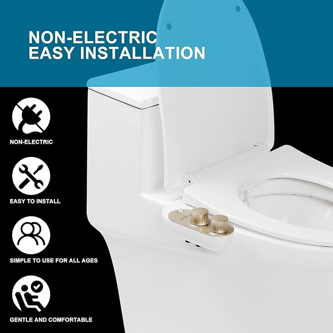 Bidet Attachment for Toilet Warm Water, Ultra-Slim Bidet Hot and Cold,Non-Electric Bidet Attachment for Frontal/Rear Wash, with Retractable Nozzle, Pressure & Angle Controls,Easy to install