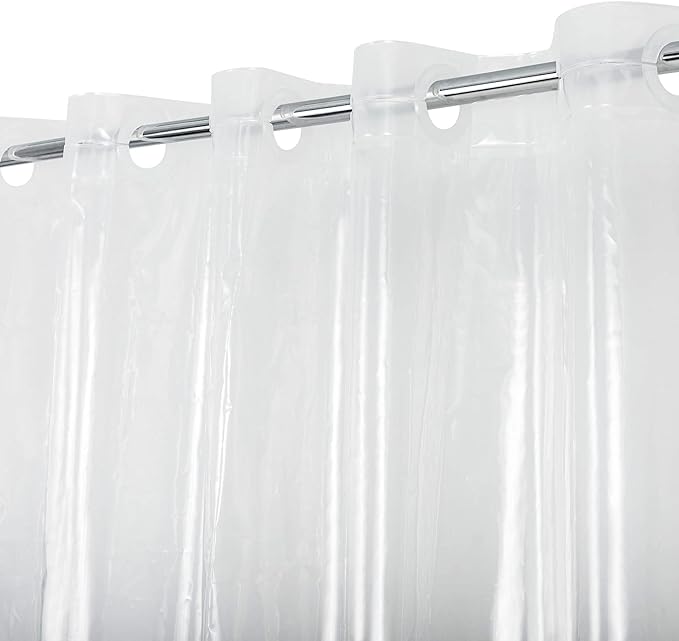 No Hook PEVA Shower Curtain or Liner, Standard Size 71 x 74, Clear | 8G Heavy Duty, Clear Bathroom Shower Curtain, No Hooks Required, Waterproof Plastic & PVC Free