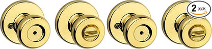 Kwikset 93001-870 Tylo Bed & Bath Knob in Polished Brass, Privacy (Pack of 2)