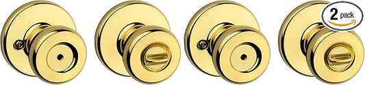 Kwikset 93001-870 Tylo Bed & Bath Knob in Polished Brass, Privacy (Pack of 2)