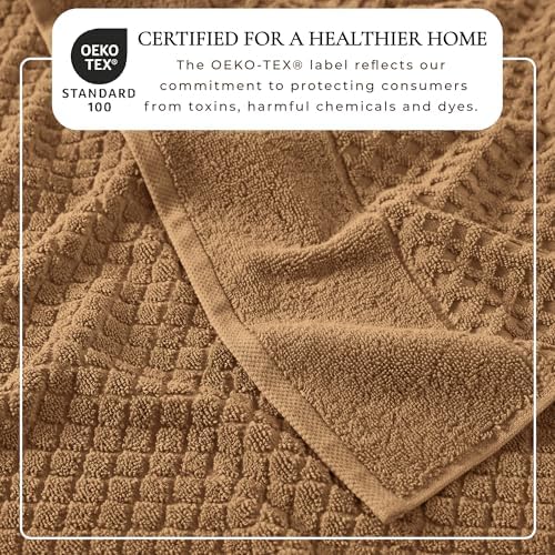 Great Bay Home Hand Towels - 100% Cotton 6 Pack 26x16 Hand Towel Set - Absorbent, Durable, Quick-Dry Towels for Bathroom (Mocha)