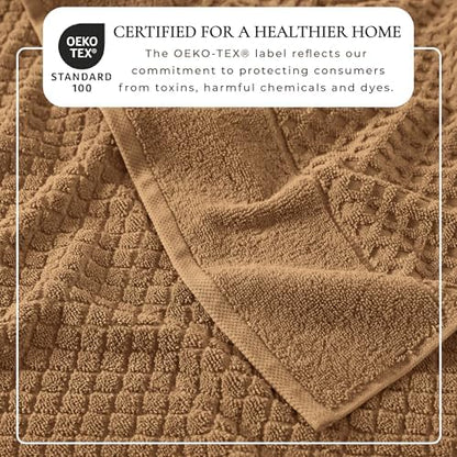 Great Bay Home Hand Towels - 100% Cotton 6 Pack 26x16 Hand Towel Set - Absorbent, Durable, Quick-Dry Towels for Bathroom (Mocha)