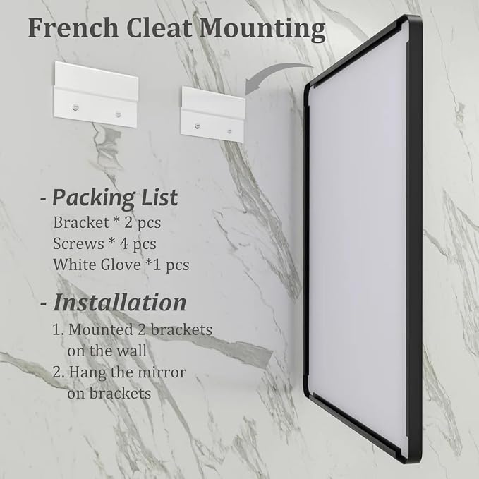 20x24 Inch Black Metal Framed Bathroom Mirror for Wall | Matte Black Bathroom Vanity Mirror, Anti-Rust, Rounded Rectangle, Hangs Horizontally or Vertically