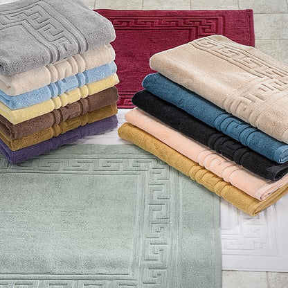 Superior Heavyweight Cotton Bath Mats, Bath Rugs For Bathroom Accessories, Washable Rug For Shower, Bath, Toilet, Modern Decor, No Backing, Luxury Hotel And Spa Quality, Set of 2, 22" x 35", Black