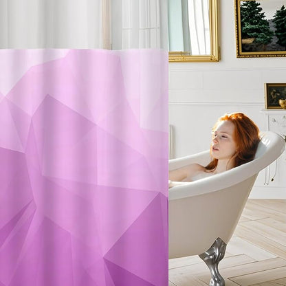 No Hook Shower Curtain with Snap in Liner Set, Light Purple, 71x74 | Waterproof Fabric for Bathroom, Modern Hotel Style Ombre Design, Mesh Top Window, Machine Washable, Quick Install