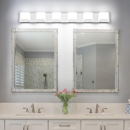 6 Light Bathroom Vanity Light - Modern LED Bathroom Lights - Chrome Lighting Fixtures Over Mirror for Bath 6000K Cool White