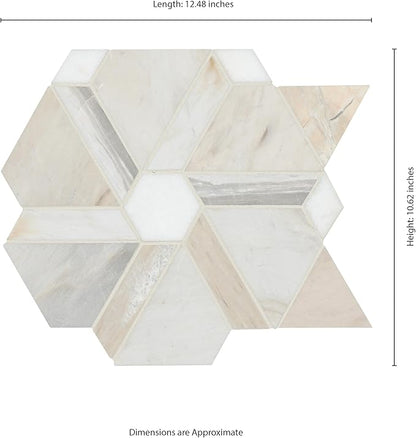 MSI Angora Floralis 11 in. x 12 in. Polished Marble Mosaic Floor and Wall Tile for Bathroom, Kitchen Backsplash, Accent Wall Tile, and Shower Wall Tile