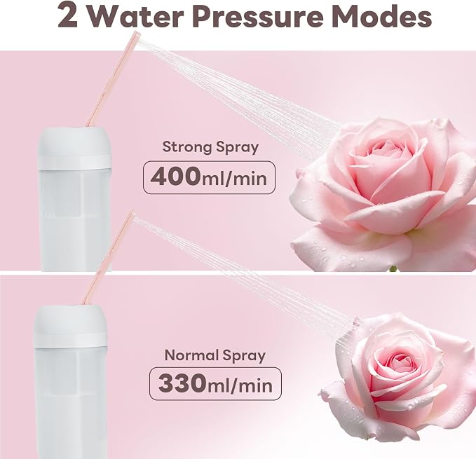 Portable Electric Bidet for Travel with 180° Adjustable Nozzle, Strong Water Pressure- Handheld Rechargeable USB-C Bidet,350ml Waterproof Personal Hygiene Cleaner for Postpartum Women, Camping (Pink)