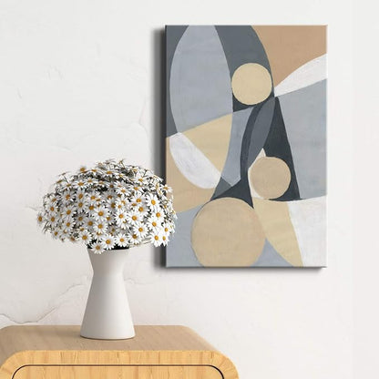 Renditions Gallery Canvas Wall Art Home Paintings & Prints Artwork Grey Brown Rug Abstrac Canvas Wall Hanging Modern Decorations Picture for Bedroom Living Room Office Kitchen - 12"x18" LT02