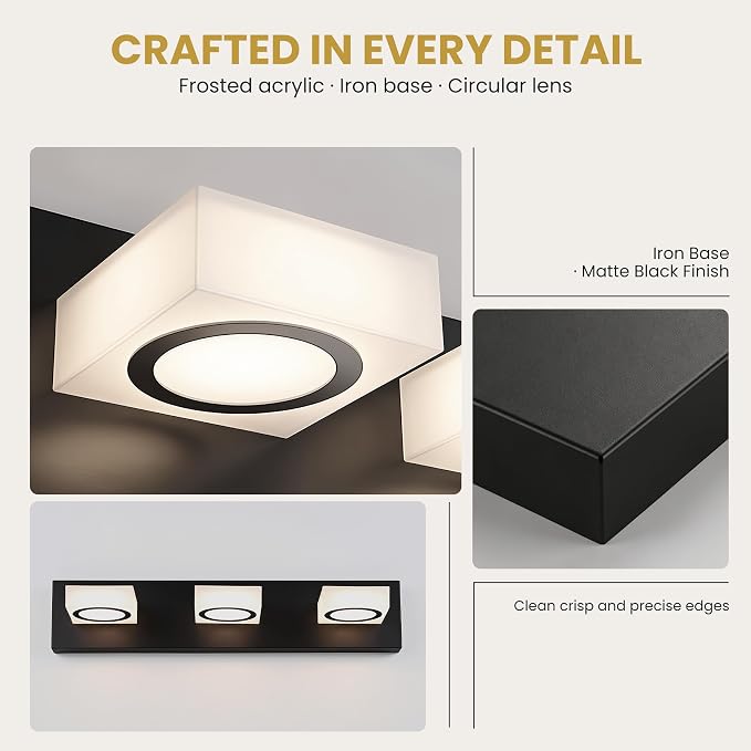 Bathroom Vanity Light, 3-Light 24 Inch Matte Black 5CCT 2700-6500K LED Bathroom Light Fixtures Over Mirror, Vanity Lighting Modern Bath Wall Sconce for Mirror Bedroom Living Room
