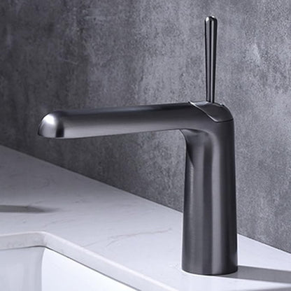 Faucet for Bathroom Sink Single Handle Brass Bathroom Water Faucet Single Hole Gun Gray