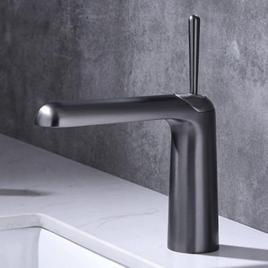 Faucet for Bathroom Sink Single Handle Brass Bathroom Water Faucet Single Hole Gun Gray