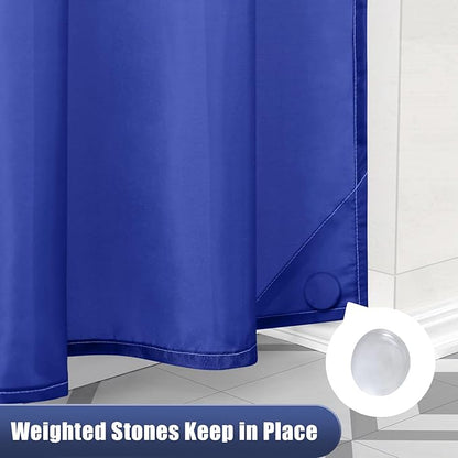 OLANLY Luxury Royal Blue and White Ombre Shower Curtain Sets with 12 Hooks, Waterproof and Washable Decorative Shower Curtains for Bathroom, 72x72 Inches