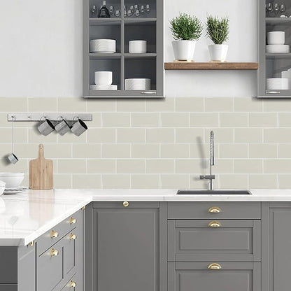 STICKGOO 10-Sheet Subway Tile Peel and Stick Backsplash, Self Adhesive Vinyl Wall Tiles, Stick on Backsplash for Kitchen and Bathroom(Thicker Design)
