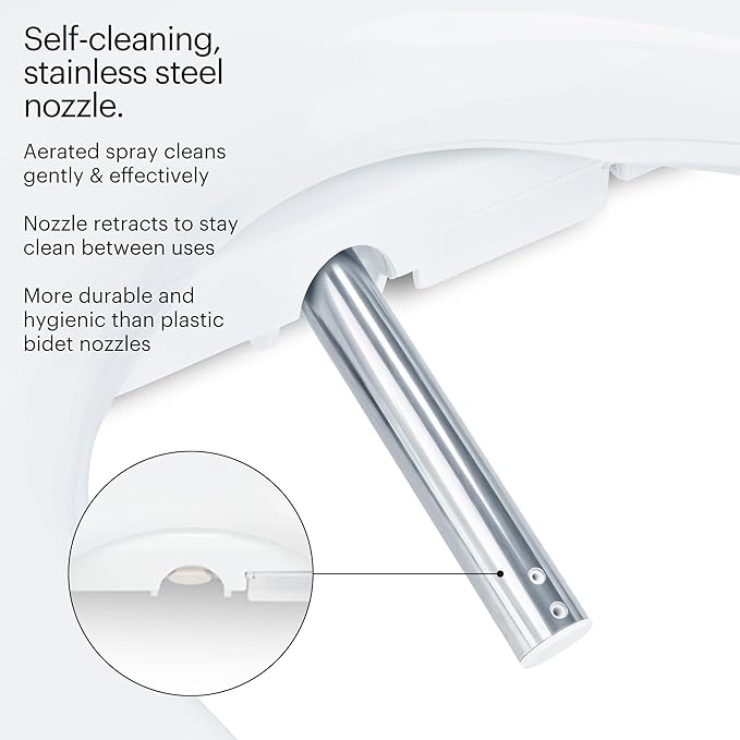 Brondell SE400-RW Swash SE400 Electric Bidet Toilet Seat With Heated Seat, Oscillating Stainless Steel Nozzle, Warm Air Dryer, Night Light, Gentle Close Lid, White Side Arm Control, Round