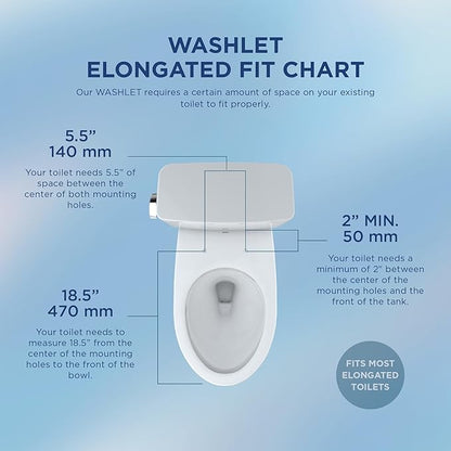 TOTO® WASHLET® KS5 Electronic Bidet Toilet Seat with Instantaneous Water Heating, Self-Cleaning Wand and Heated Seat, Elongated, Cotton White - SW3216#01