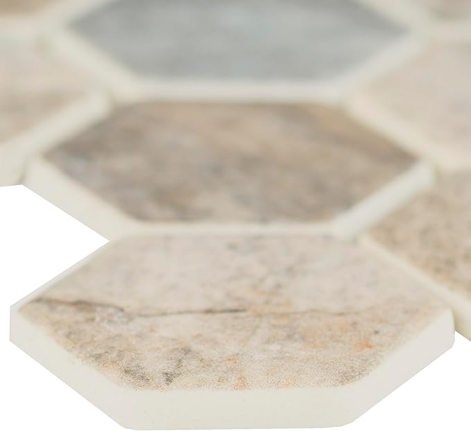MSI Stonella Hexagon 11.25 in. x 12.75 in. x 6 mm Textured Glass Mesh-Mounted Mosaic Tile for Bathroom, Kitchen Backsplash, Accent Wall Tile, and Shower Wall Tile