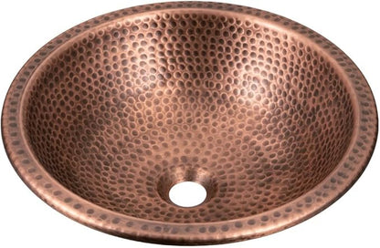 Monarch Abode Bathroom Sink – 16-Inch Rotunda Dual Mount Undermount or Drop In Bathroom Sinks, Bathrooms Hand Hammered Pure Copper Vanity Sink for Countertop, Powder Room, Bath, or Restroom