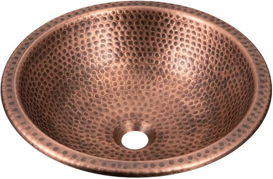 Monarch Abode Bathroom Sink – 16-Inch Rotunda Dual Mount Undermount or Drop In Bathroom Sinks, Bathrooms Hand Hammered Pure Copper Vanity Sink for Countertop, Powder Room, Bath, or Restroom