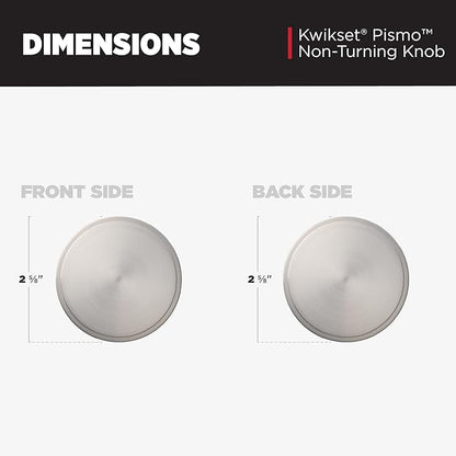 Kwikset Pismo Dummy Door Knob, Single Sided Handle for Closets, French Double Doors, and Pantry, Satin Nickel Non-Turning Interior Push/Pull Door Knob, with Microban Protection