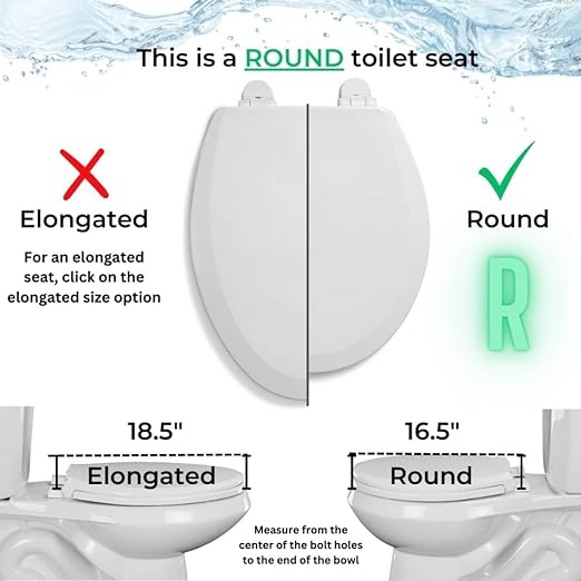 Centoco Round Toilet Seat, Residential or Light Weight Commercial, Open Front with Cover, Plastic, Made in the USA, DSAMAZ22-001, White
