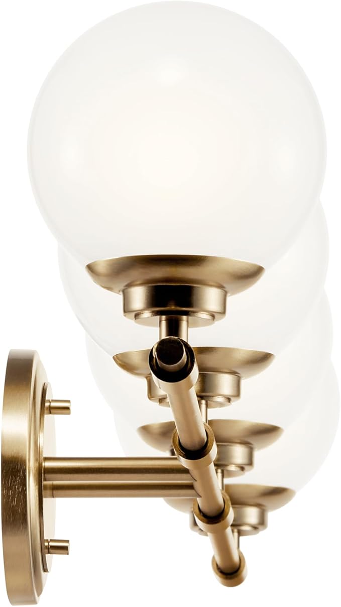 Kichler Benno 4-Light Vanity, Modern Light with Opal Glass in Champagne Bronze, for Bathroom or Powder Room (8.75" x 34"), 55173CPZ