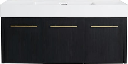 48 Inch Floating Bathroom Vanity,48" Bathroom Vanity with Sink,Modern Single Sink Vanity Combo,Black Wall Mounted Cabinet Set