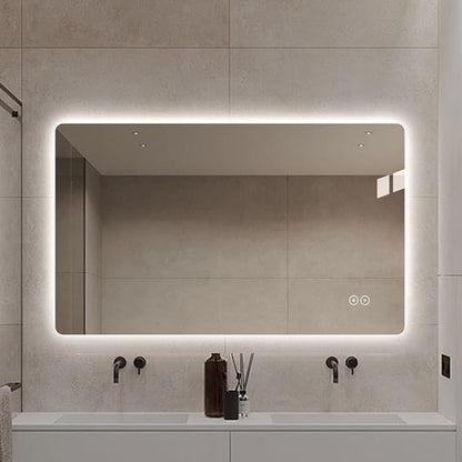 LAIYA 60"L x 36"W Rectangular LED Bathroom Mirror with Lights, HD, Anti-Fog | Dimmable LED Bathroom Mirror with Lights, Frameless Anti-Fog Vanity Mirror, HD Silver, Horizontal/Vertical Installation.