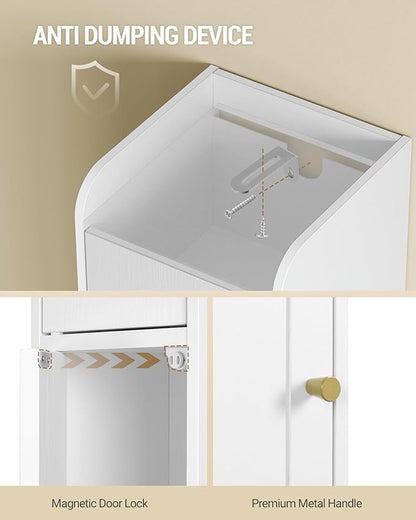 Bathroom Storage Cabinet, Tall Corner Floor Cabinet with 4 Doors and Adjustable Shelf, Narrow Toilet Paper Cabinets, Bathroom Organizer for Small Spaces, 11" D x 11" W x 70.9" H White