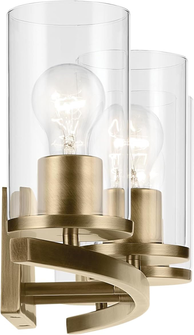 Kichler Crosby 31.25" 4-Light Vanity Light with Clear Glass in Natural Brass, for Bathroom, (31.25 x 8.75), 45498NBRCLR