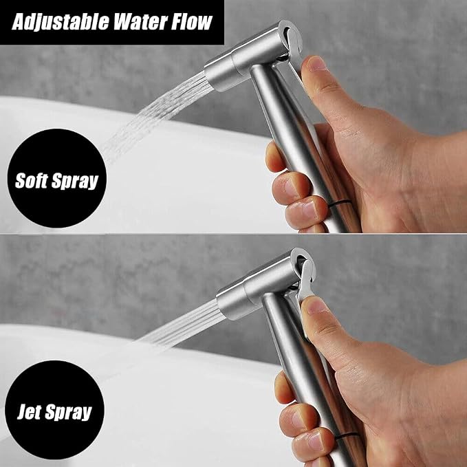 Handheld Bidet Sprayer for Toilet, Stainless Steel Bidet Head for Cloth Diaper, Pet Shower, Kitchen Cleaning, Personal Hygiene, G1/2 Hose Connectors