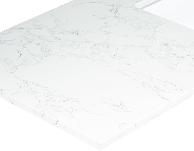 Ceres 43" Engineered Stone Vanity Top in Grain White with Single White Sink