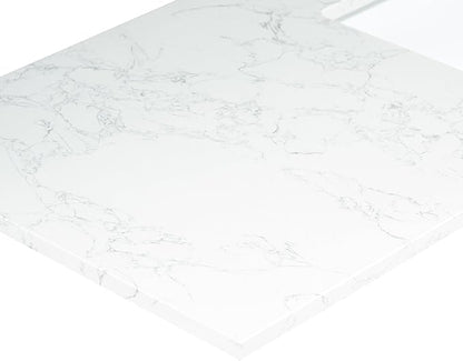 Ceres 43" Engineered Stone Vanity Top in Grain White with Single White Sink