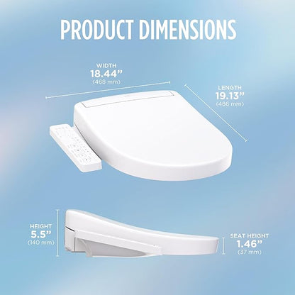 TOTO® WASHLET® S2 Electronic Bidet Toilet Seat with Instantaneous Water Heating, PREMIST and EWATER+ Wand Cleaning, Round, Cotton White - SW3345#01
