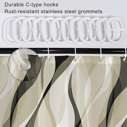 Light Green Shower Curtain, Modern Abstract Green and Grey Striped Shower Curtain Set for Bathroom Waterproof Shower Curtain with Hooks, 72x84 Inch