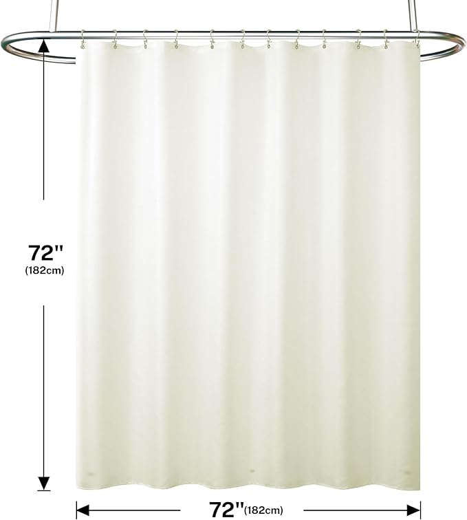3 in 1 Shower Curtain Set, Cream Shower Curtain and Liner Set with 12 Double Sided Shower Curtain Hooks, Cloth Shower Curtains for Bathroom,Waterproof, 72" W*72" H