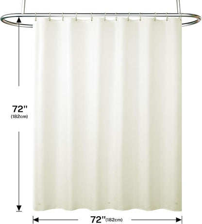 3 in 1 Shower Curtain Set, Cream Shower Curtain and Liner Set with 12 Double Sided Shower Curtain Hooks, Cloth Shower Curtains for Bathroom,Waterproof, 72" W*72" H