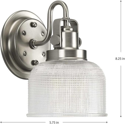 Progress Lighting P2989-81 Archie Collection Clear Double Prismatic Glass Coastal Bath Vanity, 1-Light, Antique Nickel