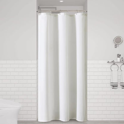 Stall Shower Curtain, 36 Inches Linen Cloth Textured Fabric Shower Curtain Set with Hooks, Narrow Hotel Luxury Elegant Ultra Thick Bath Curtains for Bathroom, W36 xH72, White