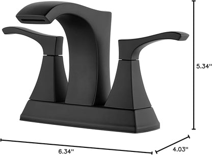 Pfister Venturi Bathroom Sink Faucet, 4-Inch Centerset, 2-Handle, 3-Hole, Matte Black Finish, LF048VNBB