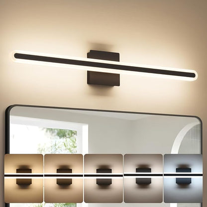 Modern Black Vanity Lights for Bathroom 5CCT Dimmable LED Light Bar | Bathroom Above Mirror Vanity Lighting, 31.5 Inch 24W