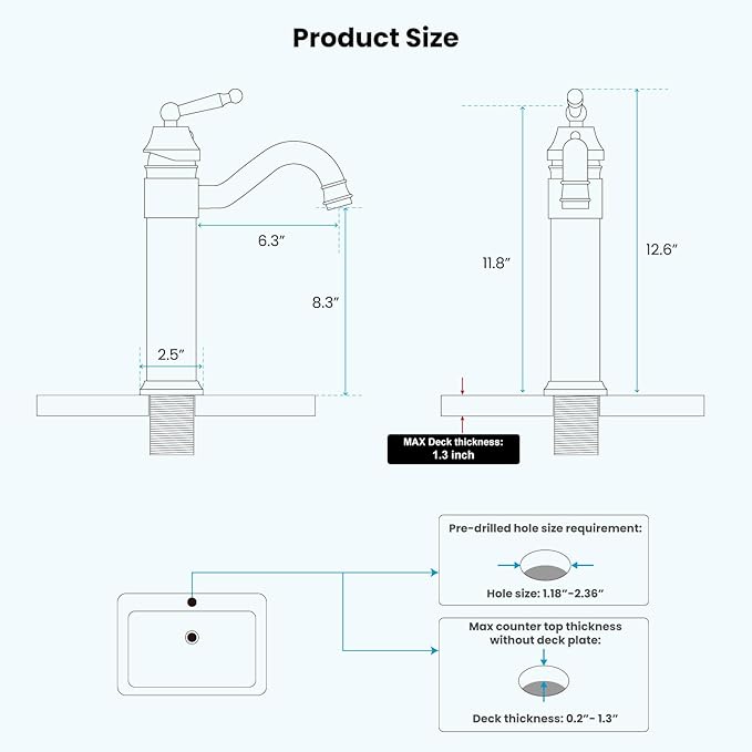 gotonovo Bathroom Vessel Sink Faucet Single Handle Brass Long Reach Bathroom Faucet 1 Hole Deck Mounted Mixer Tap with Pop Up Drain Rose Gold