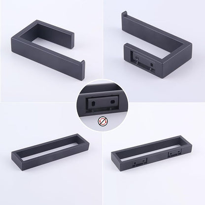 GERZWY Bathroom Accessory 2-Piece Set SUS 304 Stainless Steel Toilet Paper Holder Towel Ring Wall Mount, Matte Black HG1708-2BK