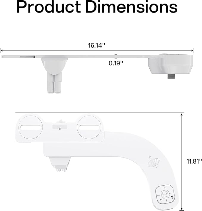 hansrapo Left-Hand Bidet Attachment– Non-Electric Dual Nozzle for Rear & Feminine Wash, Adjustable Pressure & Flow, Ultra-Slim Design,Independent Self-Clean Function, Quick-Release for Easy Cleaning