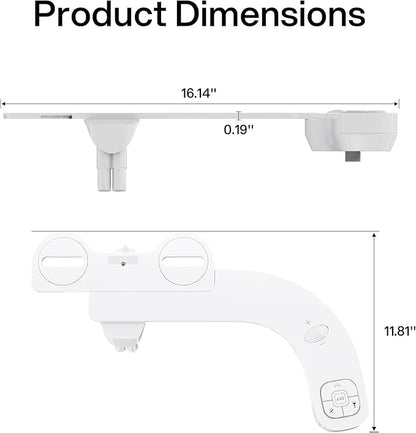 hansrapo Left-Hand Bidet Attachment– Non-Electric Dual Nozzle for Rear & Feminine Wash, Adjustable Pressure & Flow, Ultra-Slim Design,Independent Self-Clean Function, Quick-Release for Easy Cleaning