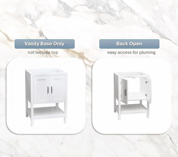 30" White Freestanding Bath Vanity with Open Shelf Sink Base Cabinet Without Top (White Monterey, 30" Wx21 Dx34.5 H)