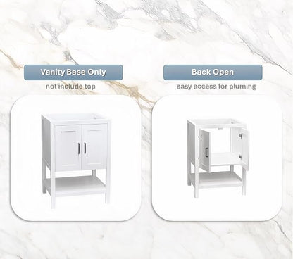 30" White Freestanding Bath Vanity with Open Shelf Sink Base Cabinet Without Top (White Monterey, 30" Wx21 Dx34.5 H)