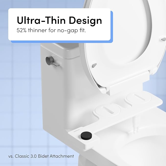TUSHY Fresh Dual Nozzle Cool Water Bidet, Matte Black Knob | Ultra Slim Toilet Seat Attachment, Non-Electric, 180° Front and Rear Wash, Self-Cleaning, 10 Minute DIY Install